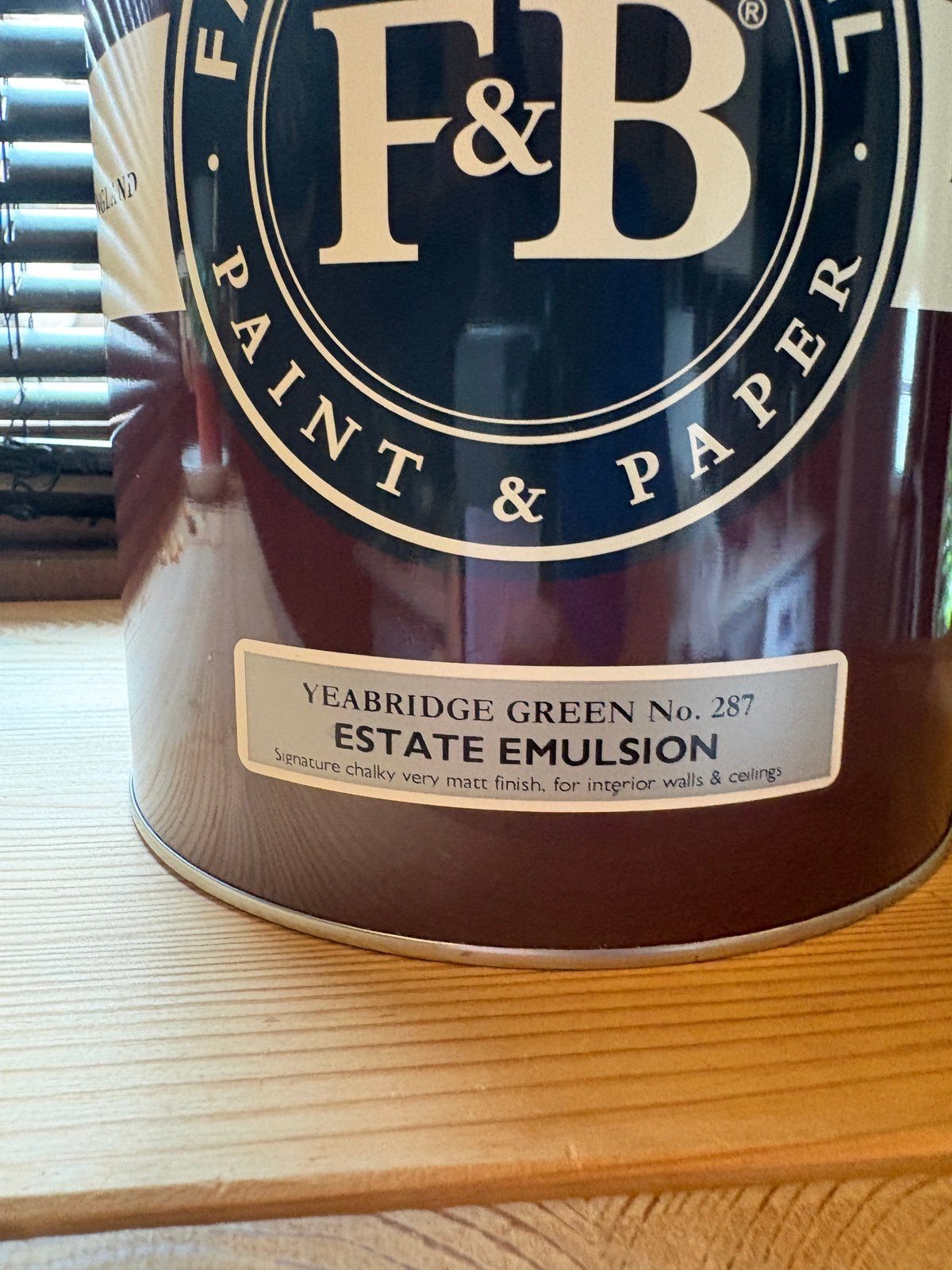 Farrow and Ball - Yeabridge Green No. 287 . 5 liter, Nieuw, Verf, Groen, Verzenden