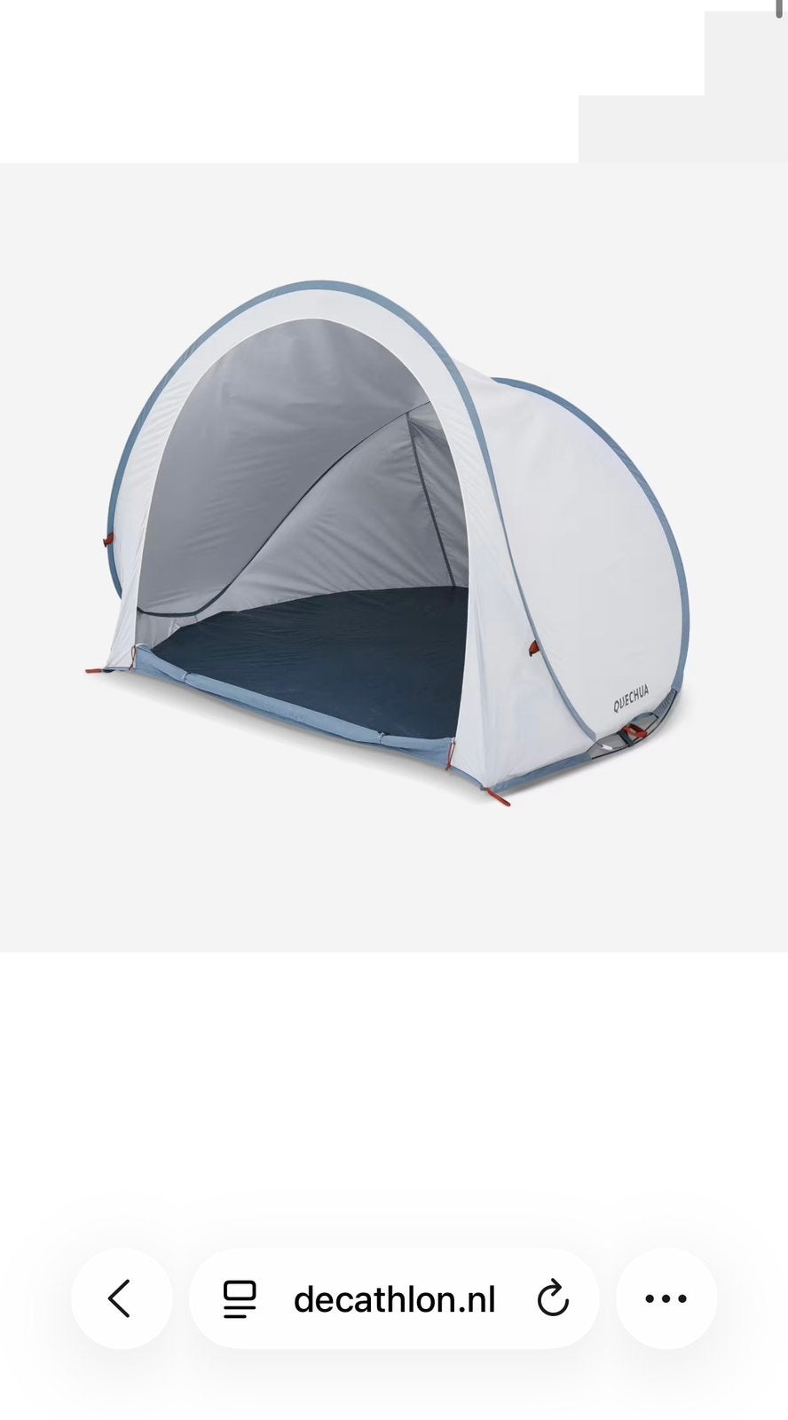 Decathlon Quechua 2 Seconds Fresh 2P Shelter Strandtent, Caravans en Kamperen, Ophalen, Zo goed als nieuw, Tot en met 2