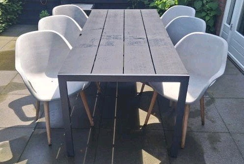 Complete tuinset: tafel met 6 stoelen, Ophalen, Gebruikt, Kunststof