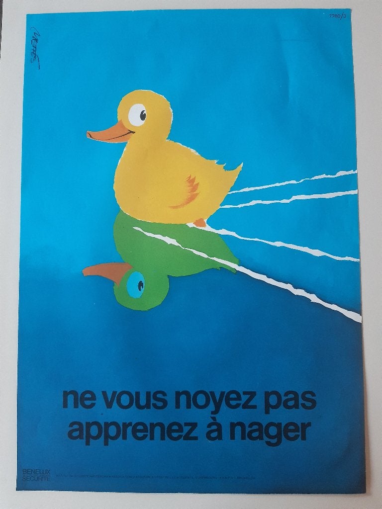 Originele Poster Verzekeringen Frans Mettes Eendje, Ophalen of Verzenden, A1 t/m A3, Reclame, Rechthoekig Staand