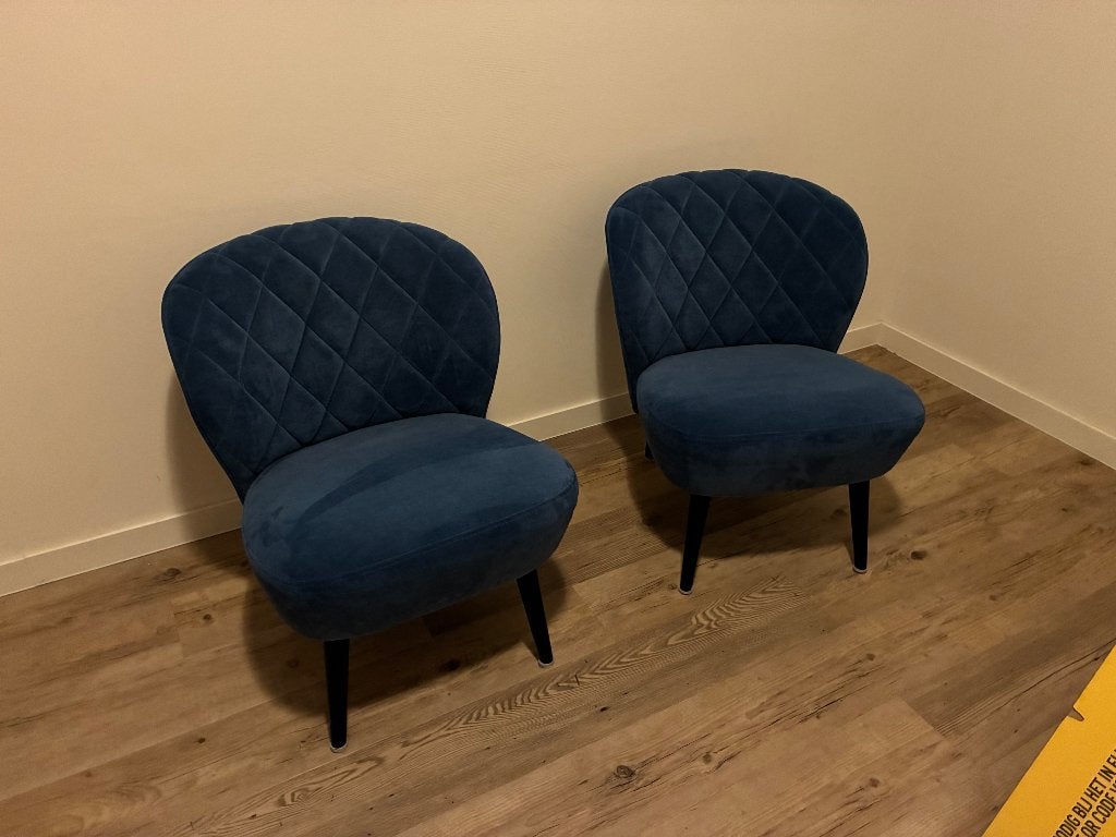 2x FAUTEUIL VITA BLAUW, Ophalen, Minder dan 75 cm, Zo goed als nieuw, Modern retrostijl