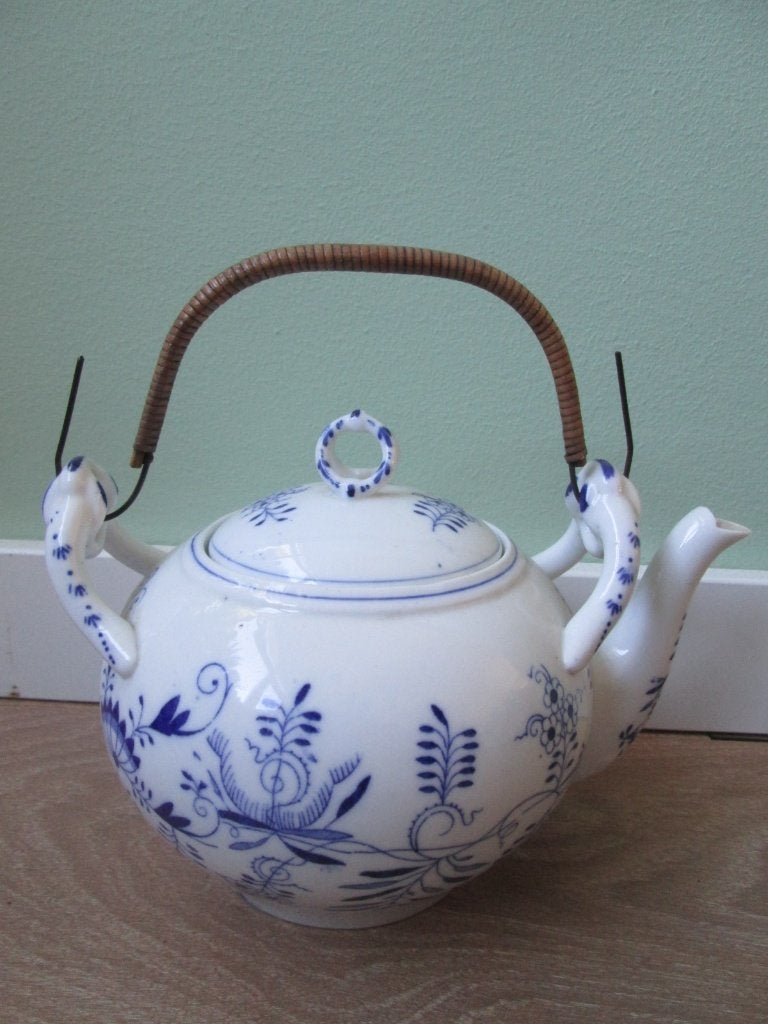 Antieke Meissen theepot/chocoladepot met Zwiebelmuster, Ophalen of Verzenden