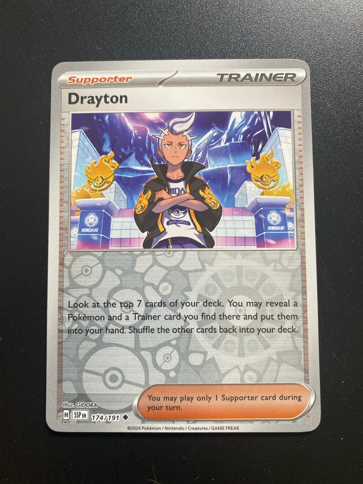 Drayton 174/191 Reverse Holo Pokémon Surging Sparks, Ophalen of Verzenden, Zo goed als nieuw, Losse kaart, Foil