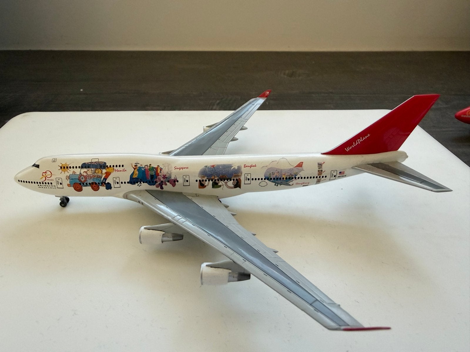 Boeing 747 WorldPlane modelvliegtuig, Hobby en Vrije tijd, Overige merken, Gebruikt, Ophalen of Verzenden, Groter dan 1:72