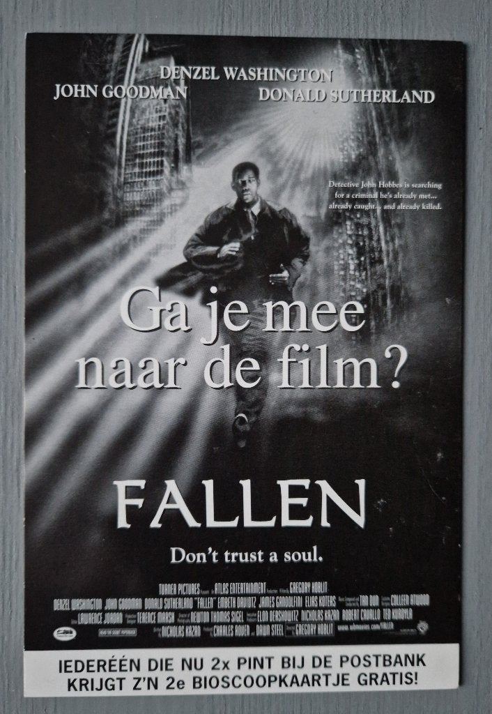 Denzel Washington Fallen film Ansichtkaart, Verzenden, 1980 tot heden, Ongelopen, Sterren en Beroemdheden
