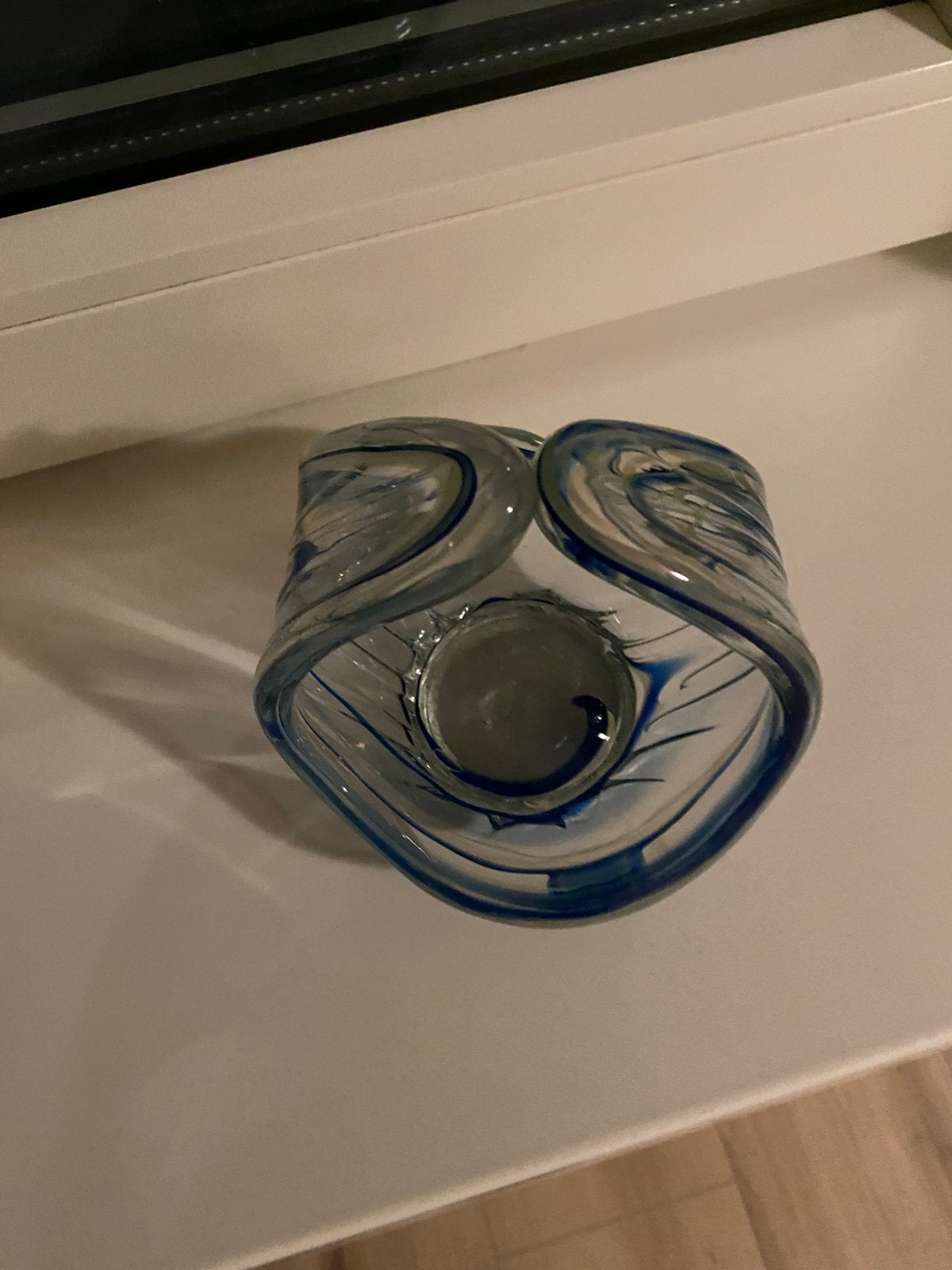 Bijzondere glazen vaas -blauw en transparant, Ophalen of Verzenden