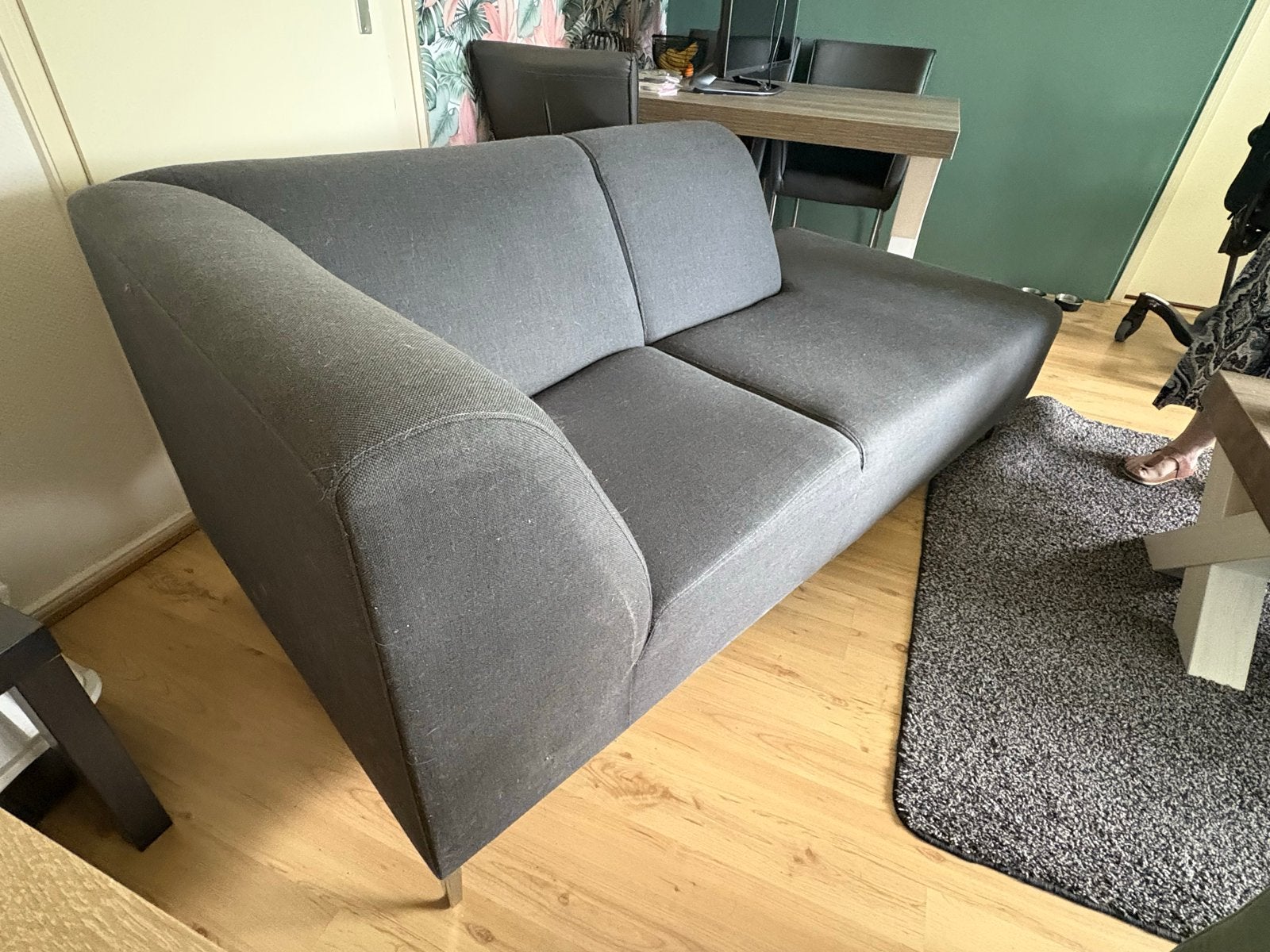 Comfortabele grijze hoekbank - 195x95cm, Huis en Inrichting, Ophalen, Gebruikt, 150 tot 200 cm, Hoekbank
