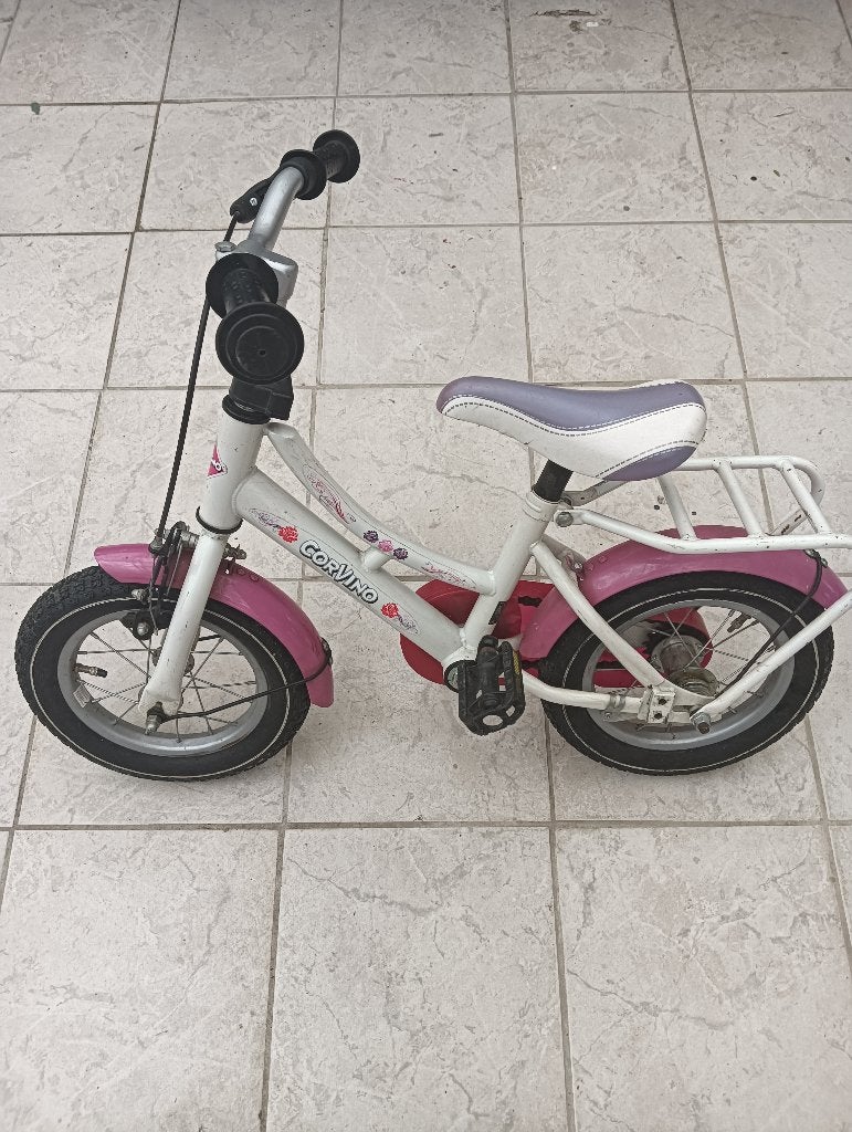 Corvino kinderfietsje 12 inch - Roze/Wit, Ophalen, Gebruikt