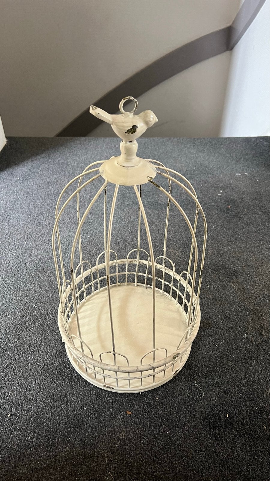 Decoratieve vogelkooi, brocante stijl, Ophalen, Metaal, Wit, Gebruikt