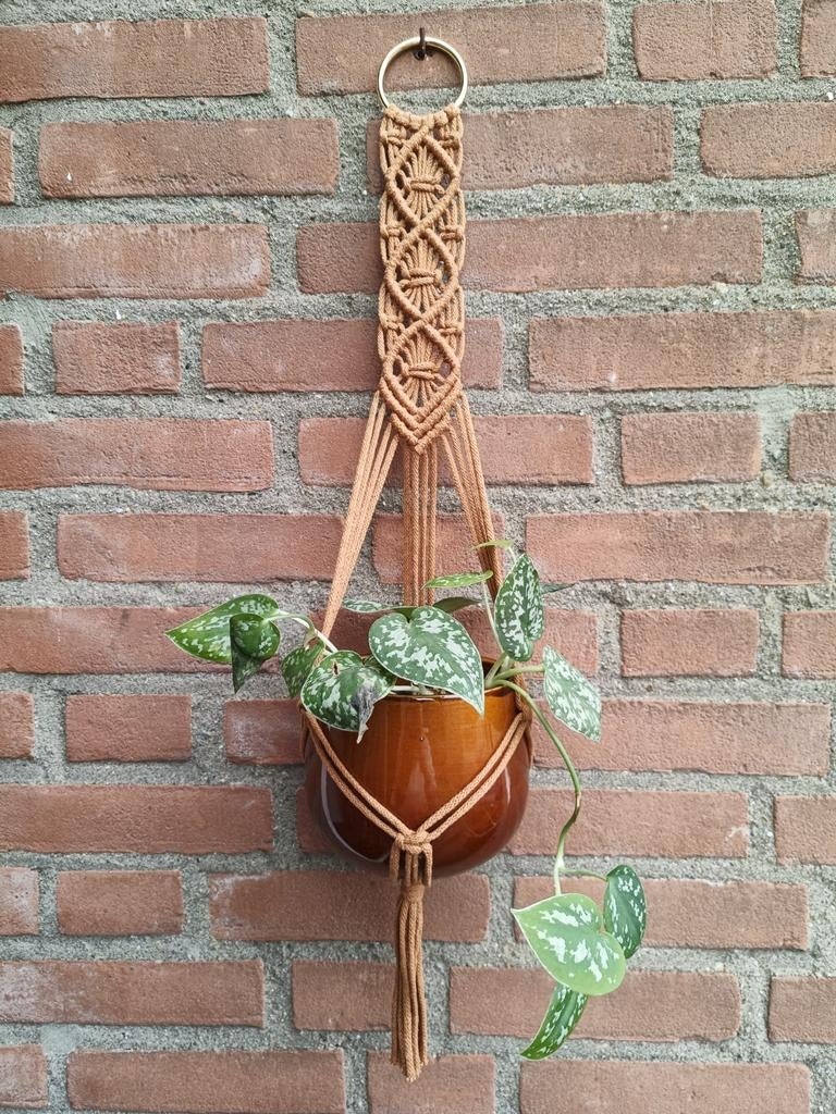 Macramé plantenhanger, Boho, Nieuw, Ophalen of Verzenden, Bruin