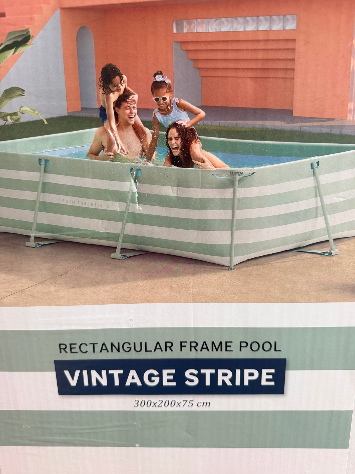 Swim Essentials Rechthoekig Frame Zwembad Vintage Stripe, Ophalen, Zo goed als nieuw, Opzetzwembad, 200 tot 400 cm