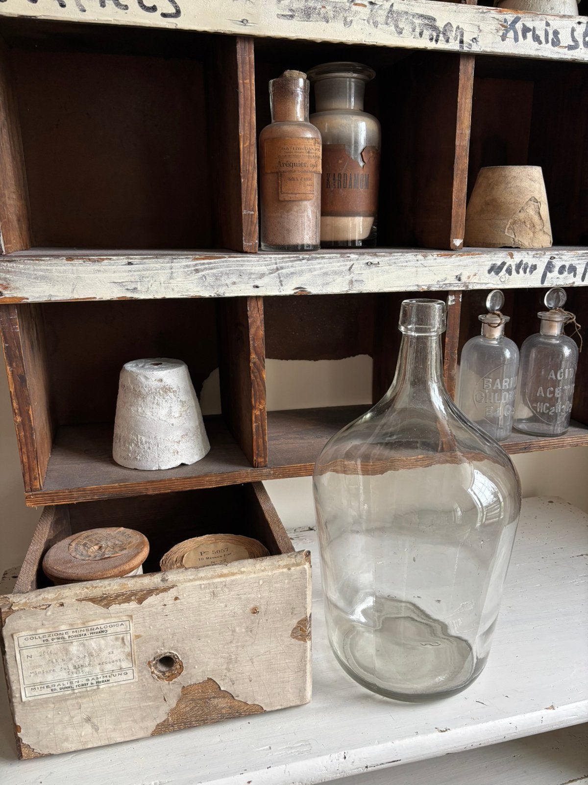 Oude glazen gistfles | brocante, Ophalen of Verzenden