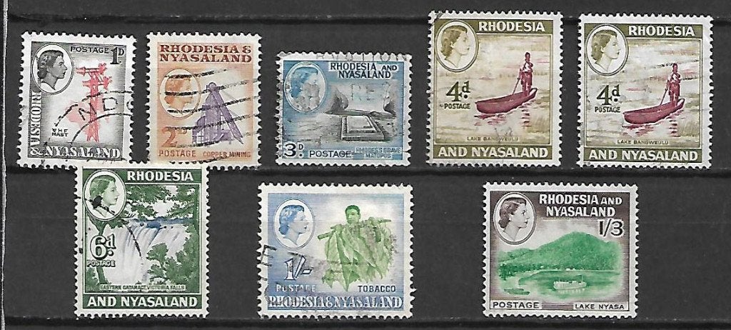 Rhodesia & Nyasaland Malawi 1959 Def serie incl variatie, Verzenden, Zimbabwe, Gestempeld