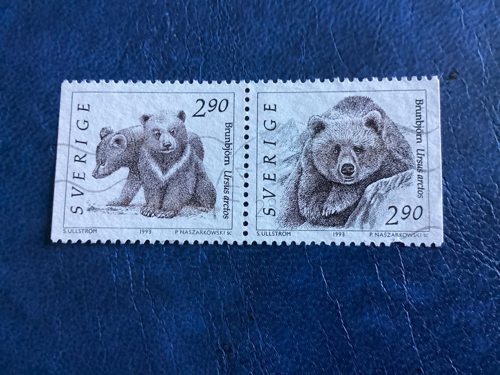 Zweedse postzegels 1993 - Mi.1756/57 Bruine beer (Brunbjörn), Ophalen of Verzenden, Denemarken, Gestempeld
