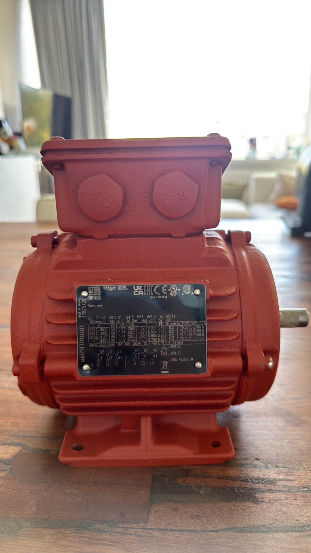 WEG W22 elektromotor 0,37 kW – 3-fase – 2835 rpm – IP56, Doe-het-zelf en Verbouw, Ophalen of Verzenden, Zo goed als nieuw, Elektromotor