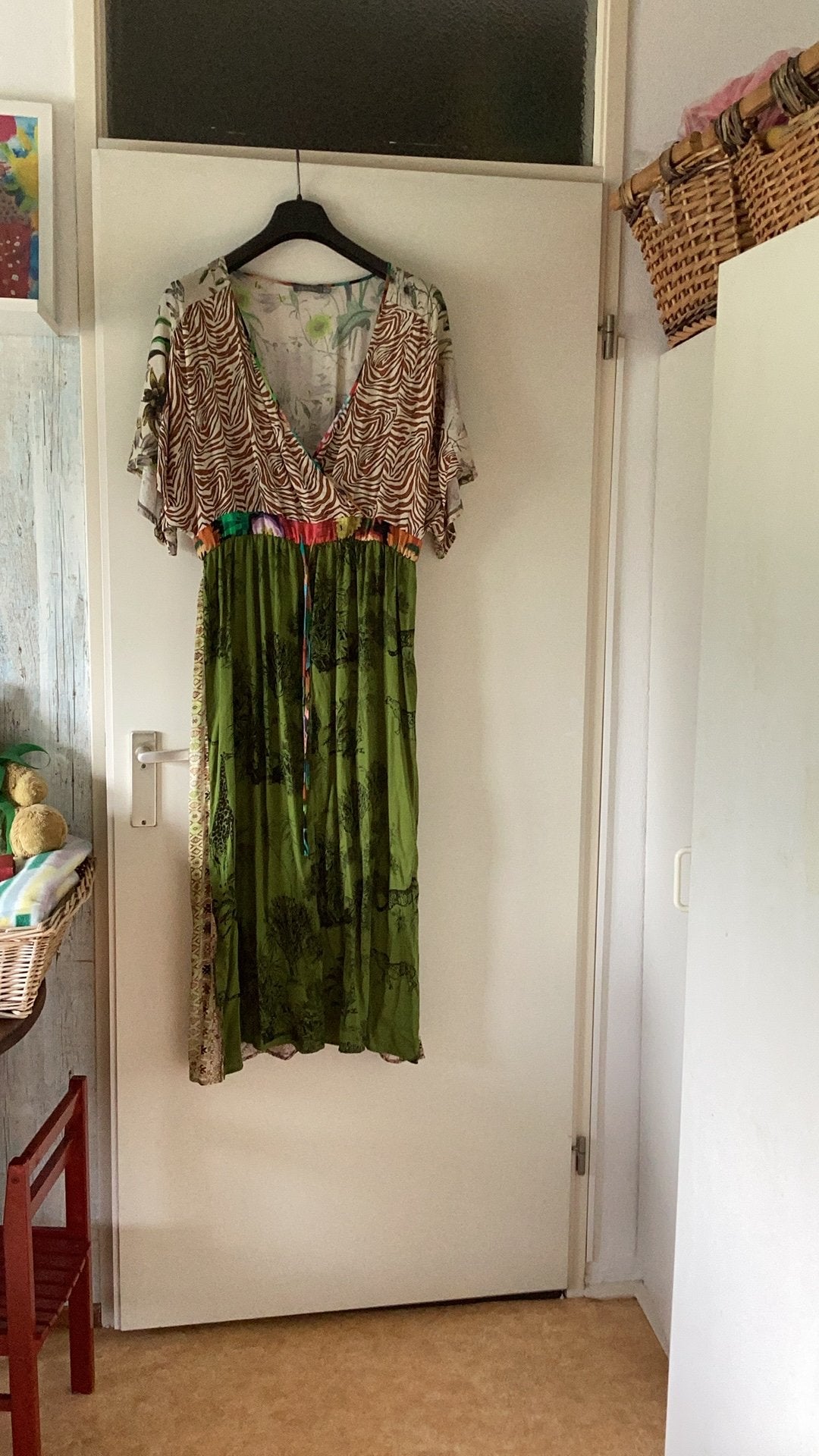 Geisha Lange jurk meerkleurig xl, Ophalen of Verzenden, Zo goed als nieuw, Maat 46/48 (XL) of groter, Onder de knie