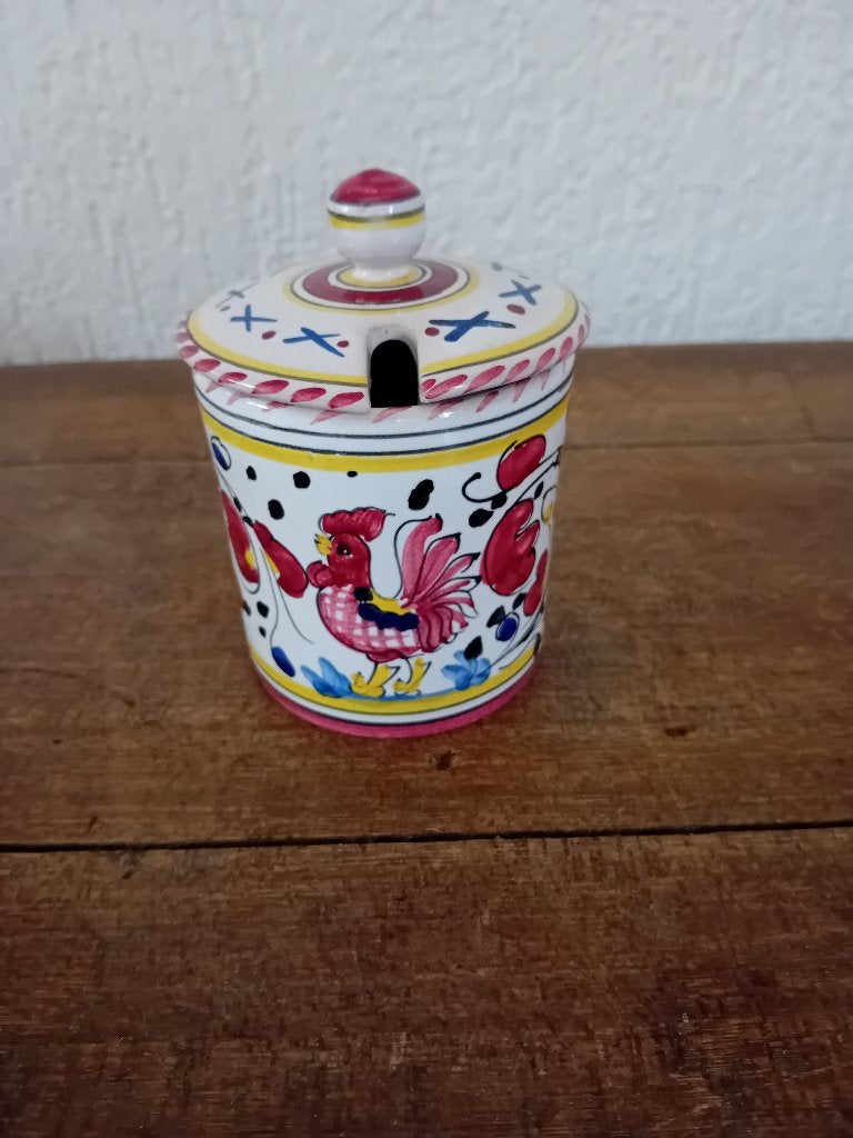 Italiaans Rode Haan potje bv voor confiture, Antiek en Kunst, Antiek | Keramiek en Aardewerk, Ophalen of Verzenden