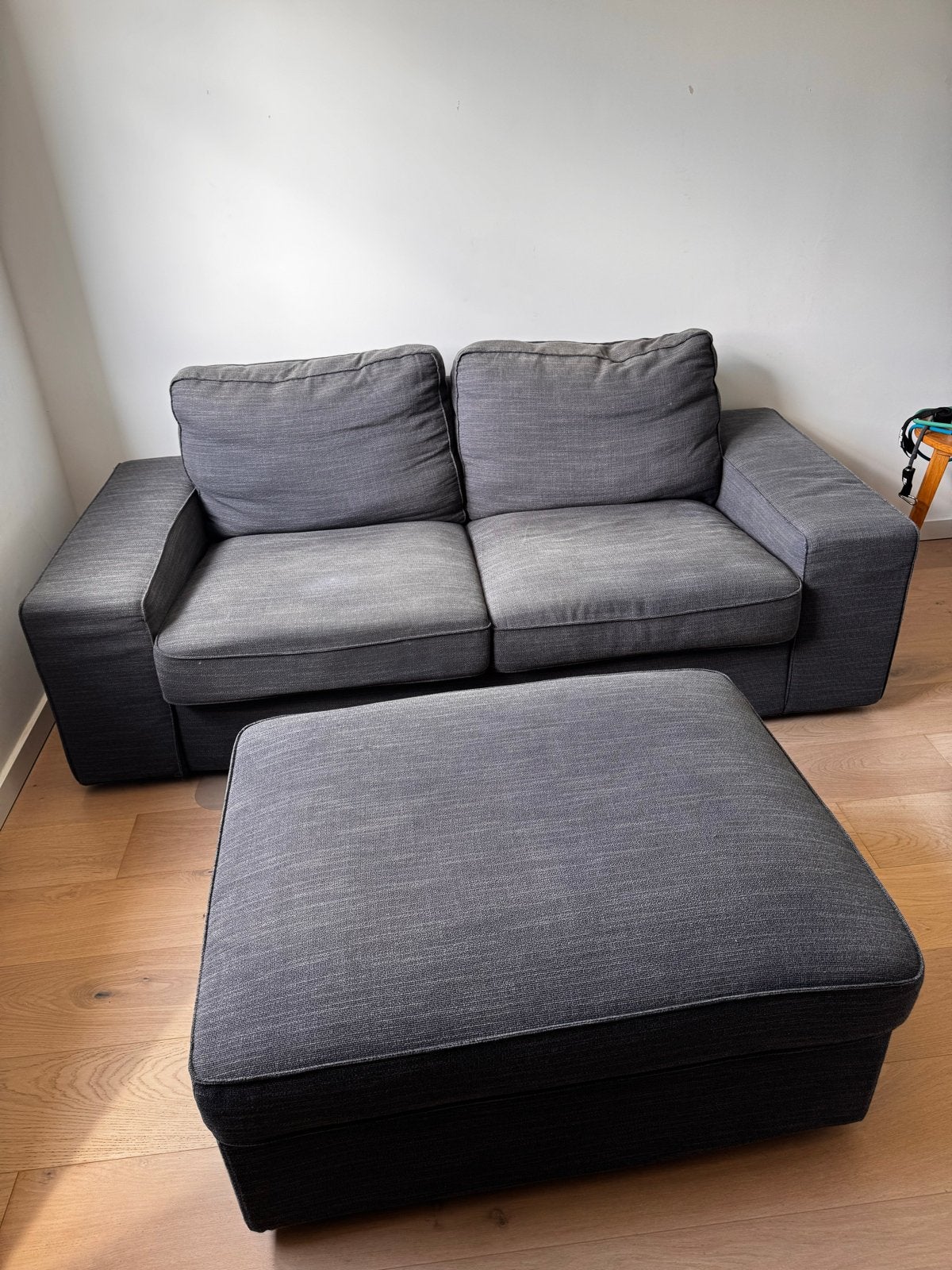 IKEA KIVIK 2-zitsbank met voetenbank - Hillared antraciet, Ophalen, Gebruikt, 150 tot 200 cm, Tweepersoons