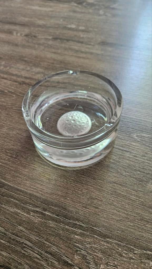 Krosno glazen asbak met golfbal design, Ophalen of Verzenden, Zo goed als nieuw, Glas, Modern