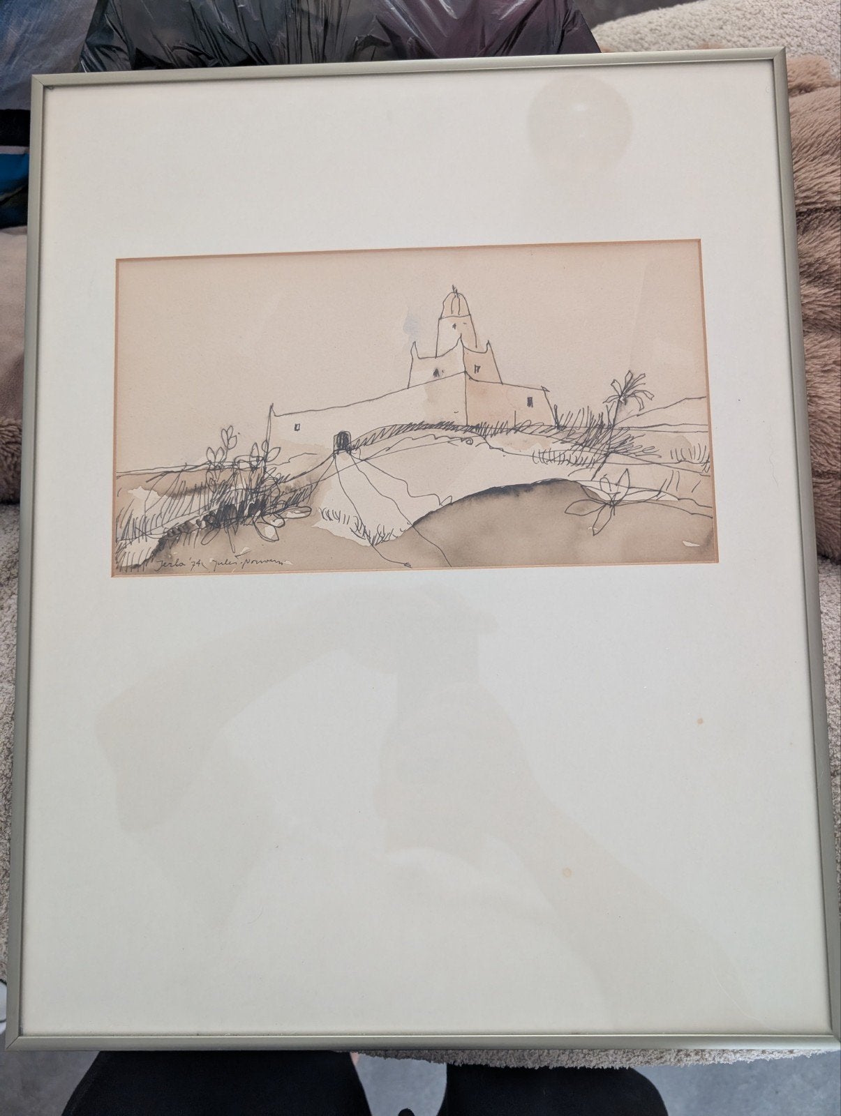 Originele Vintage Reisschets 'Djerba' (1974) – Inkt, Ophalen of Verzenden