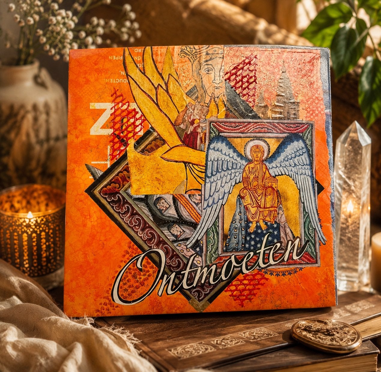Uniek kunstwerk 'Ontmoeten' 22x22 cm, Charlie P.S, Antiek en Kunst, Ophalen of Verzenden
