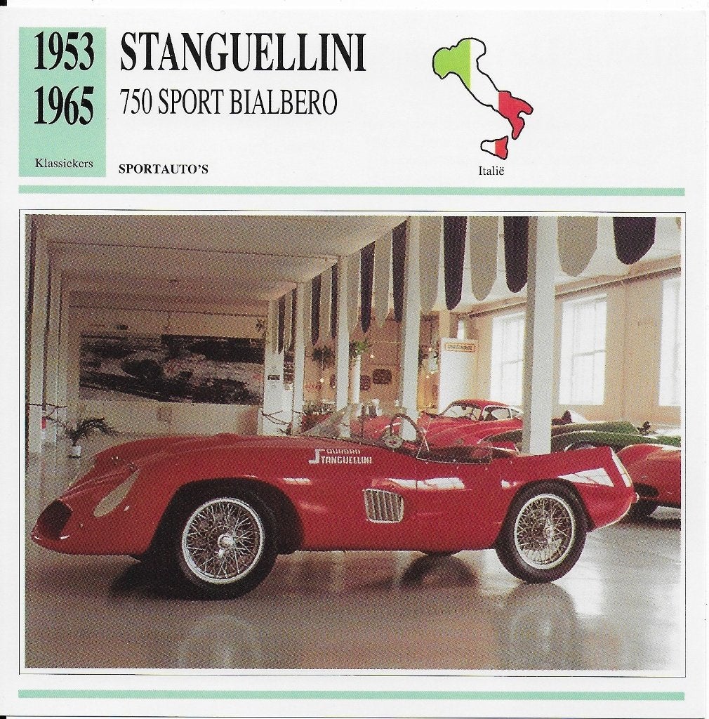 Ma86 autokaart stanguellini 750 sport bialero ( 1953 - ), Ophalen of Verzenden, Zo goed als nieuw, Auto's