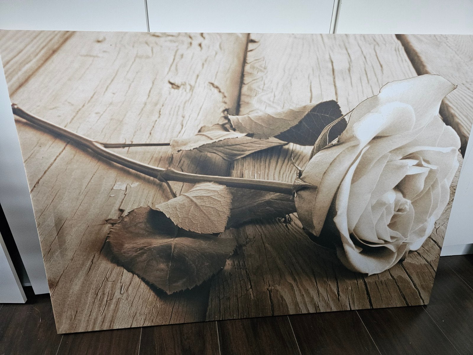 Canvas Roos Sepia 100x70 cm, Ophalen, 50 – 75, Overige typen, Zo goed als nieuw