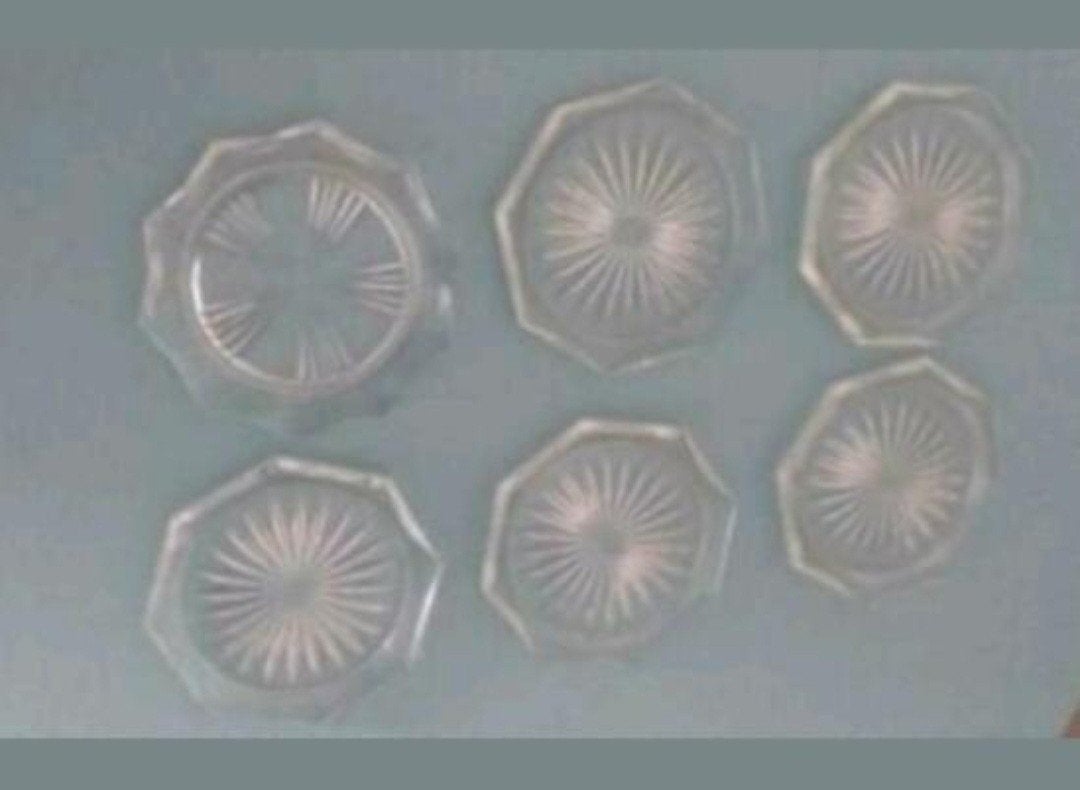 6 vintage onderzetters glas, Ophalen of Verzenden, Glas