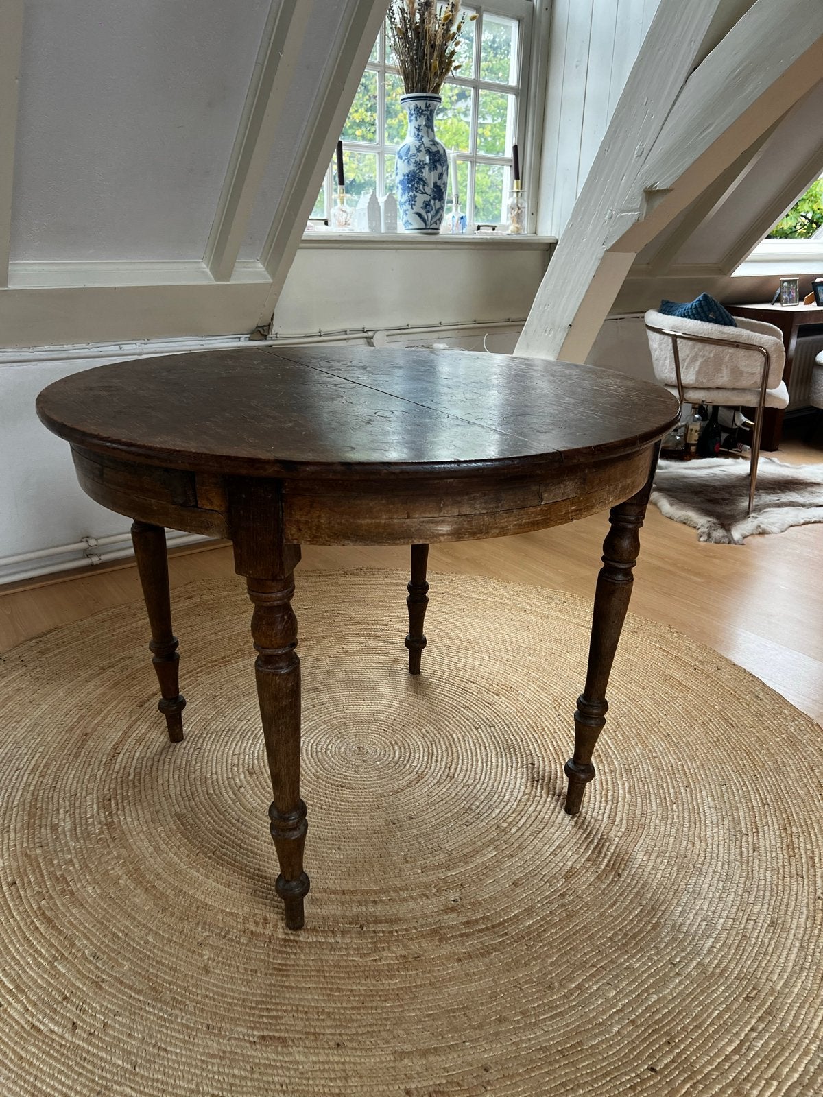 Antieke uitschuifbare tafel - Rond tot ovaal (100-170cm), Antiek en Kunst, Ophalen