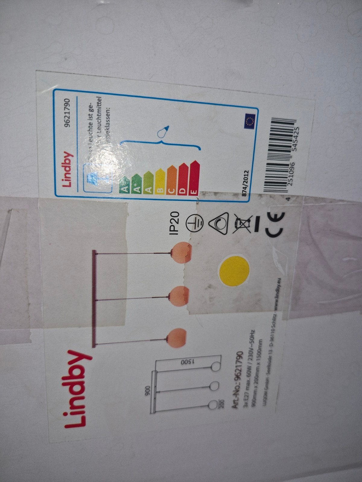Lindby hanglamp met witte kapjes, Huis en Inrichting, Lampen | Hanglampen, Ophalen, Overige materialen, Nieuw, 75 cm of meer