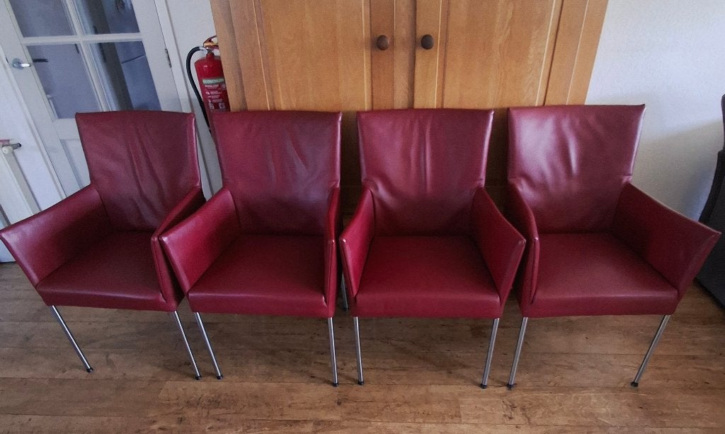 4 Bert Plantagie eetkamerstoelen, Huis en Inrichting, Ophalen, Zo goed als nieuw, Vier, Leer