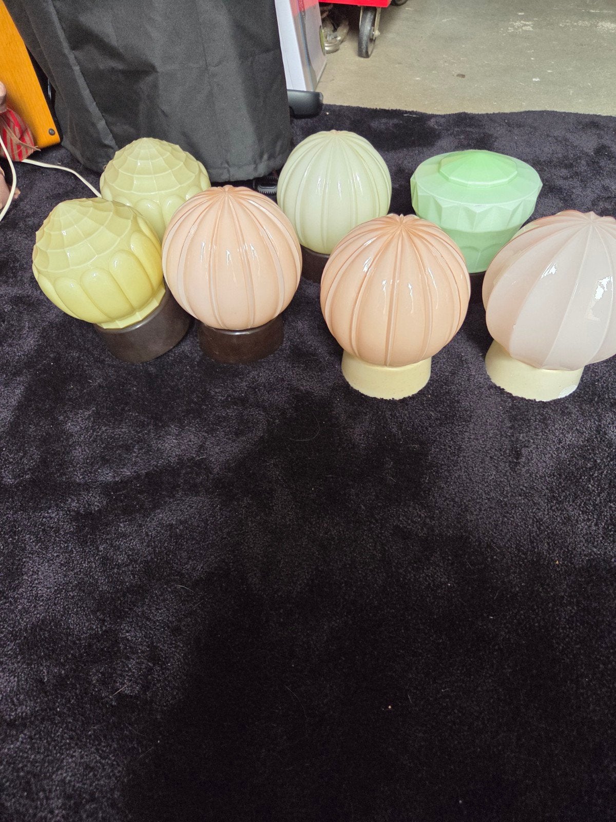Set van 7 Vintage Art Deco Glazen Lampenkappen, Ophalen of Verzenden