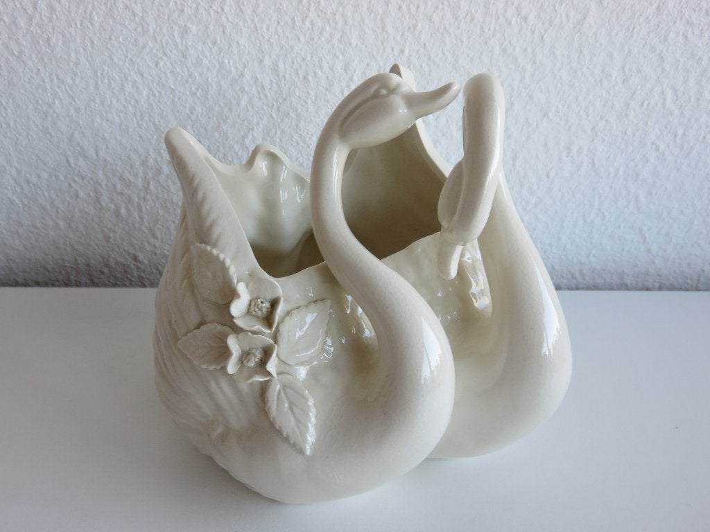 Vintage witte zwanen bloempot Ardalt Lenwile Artware, Binnen, Ophalen of Verzenden, Zo goed als nieuw, Overige vormen