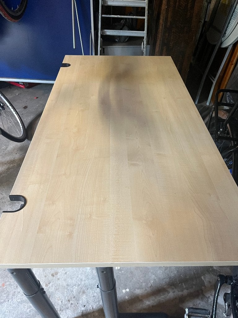 Solide bureau met groot houten werkblad (80 x 160), Huis en Inrichting, Bureaus, Zo goed als nieuw, Computerbureau, Overige merken