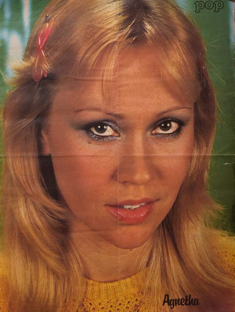 Poster Agnetha Faltskog 1970, Rechthoekig Staand, Ophalen of Verzenden, Zo goed als nieuw, A1 t/m A3