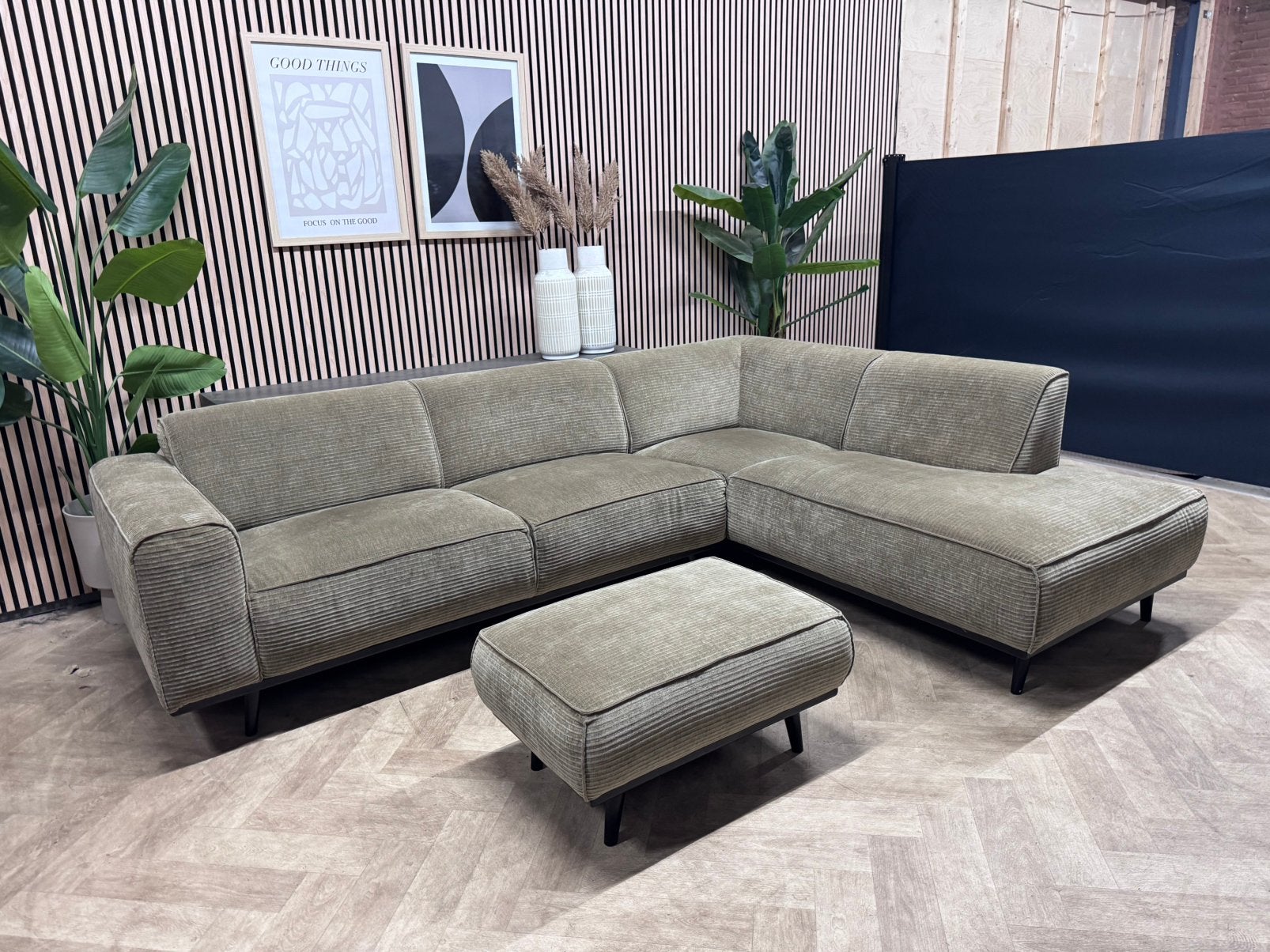 ZGAN | BePureHome Statement Hoekbank Rib - Taupe - 275 x 210, 250 tot 300 cm, -, -, Hoekbank