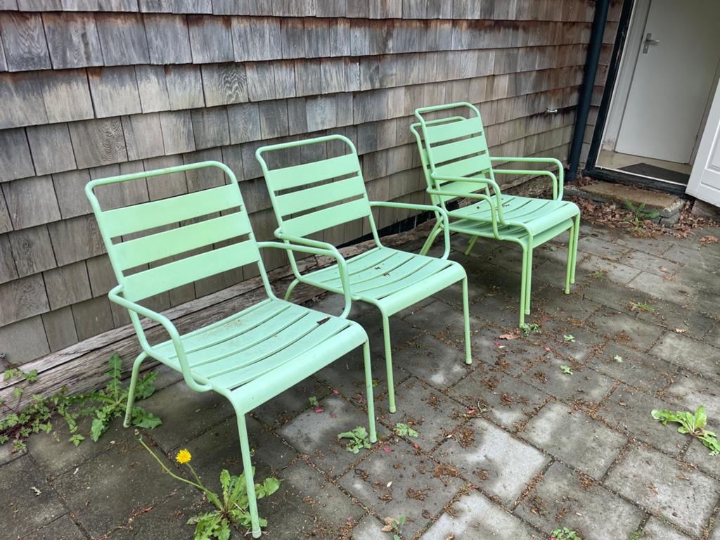 4 Degelijke Tuinstoelen, Ophalen, Zo goed als nieuw, Kunststof, Stapelbaar