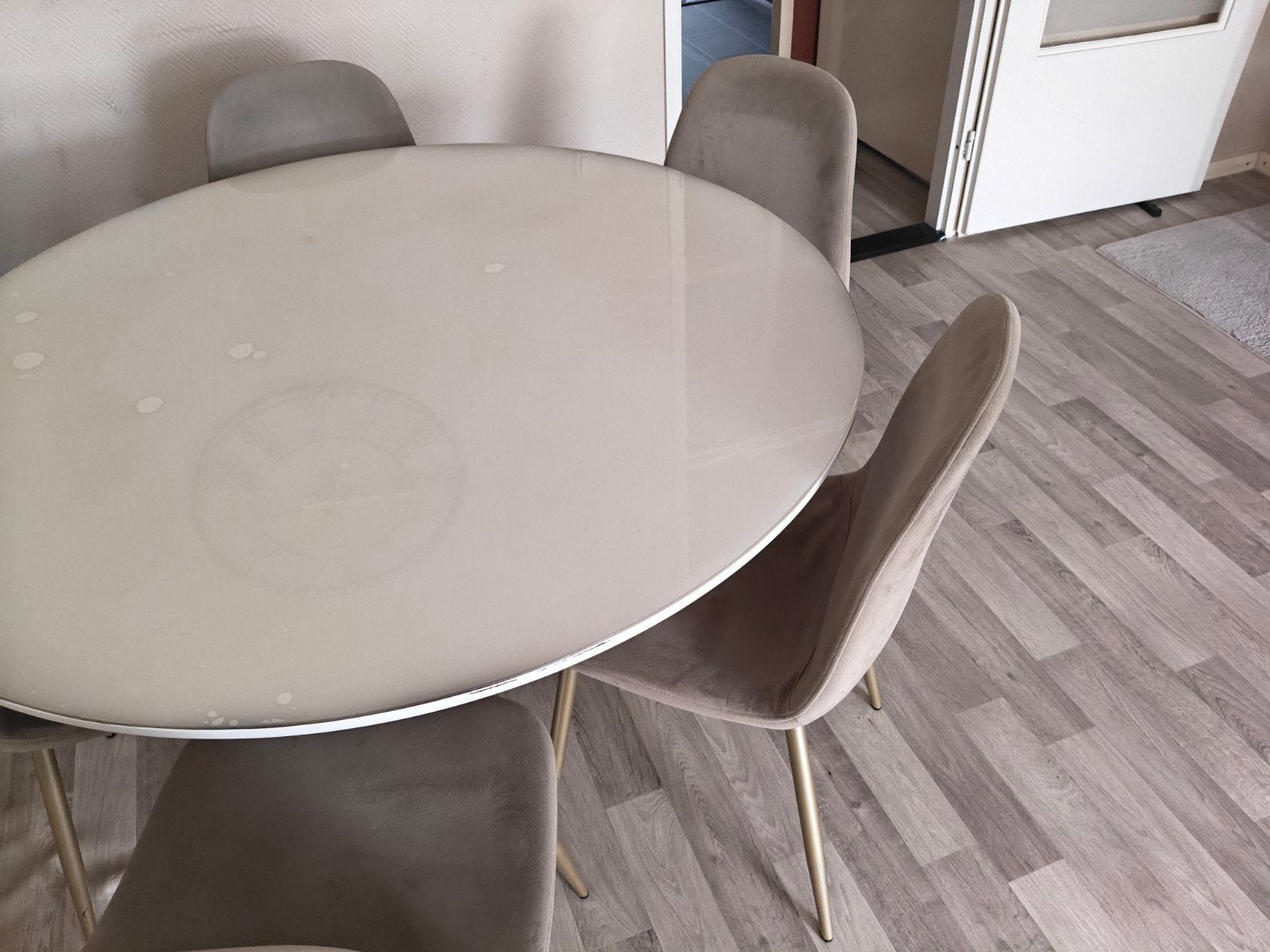 eettafel met 5 stoelen, Huis en Inrichting, Tafels | Eettafels, Ophalen, Gebruikt, Rond, Vijf personen of meer