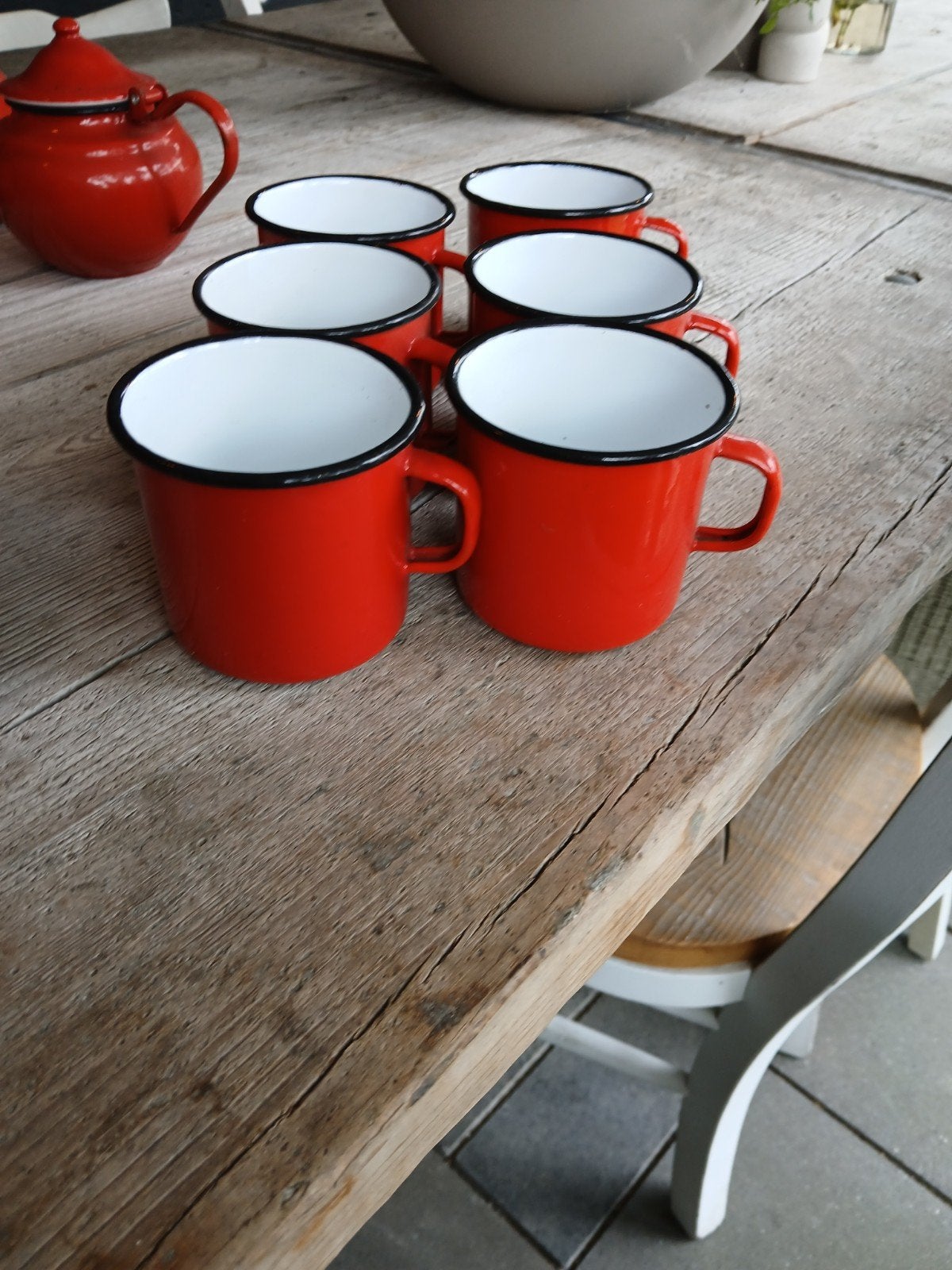 Mooie emaille set rood, Antiek en Kunst, Antiek | Emaille, Ophalen