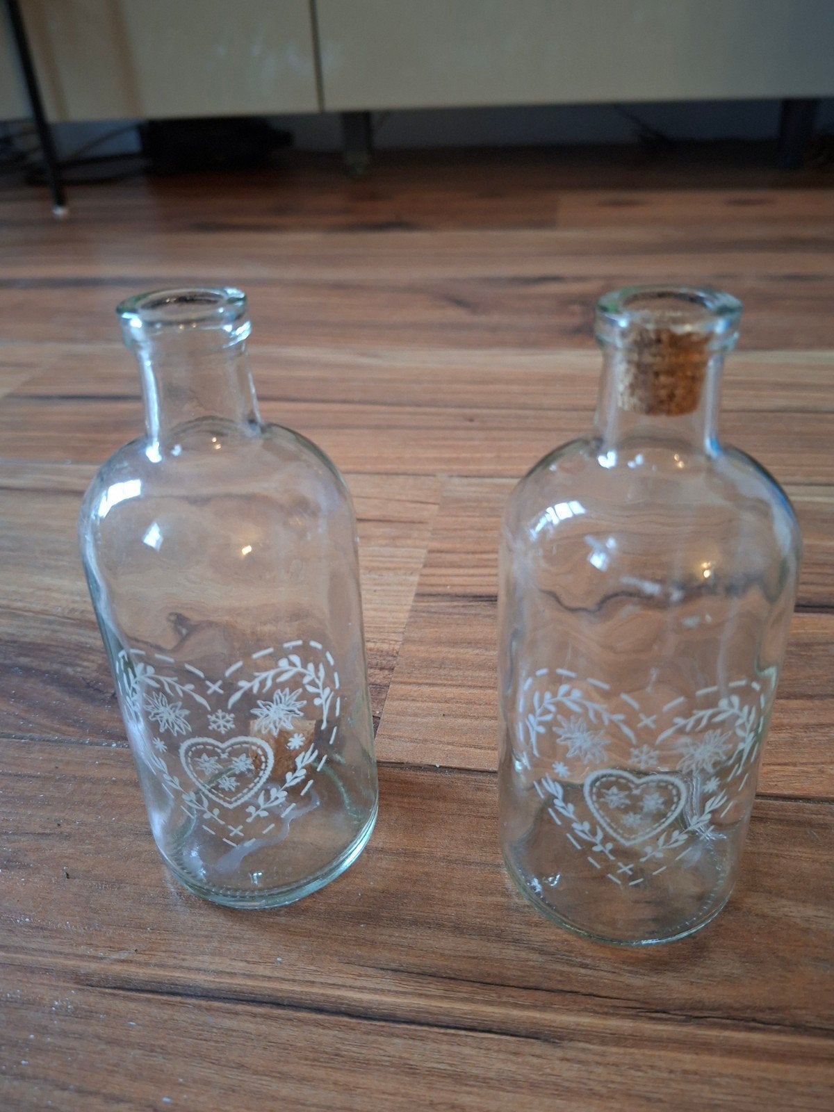 Set van 2 glazen vazen met hartjesdecoratie, Ophalen of Verzenden