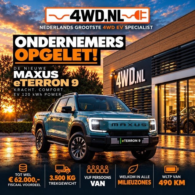 Maxus eTerron 9 eTerron 9 102 kWh VOL. ELECTR. 5 PERS VAN UI, Auto's, Automaat, Dealer onderhouden, Gebruikt, Zwart