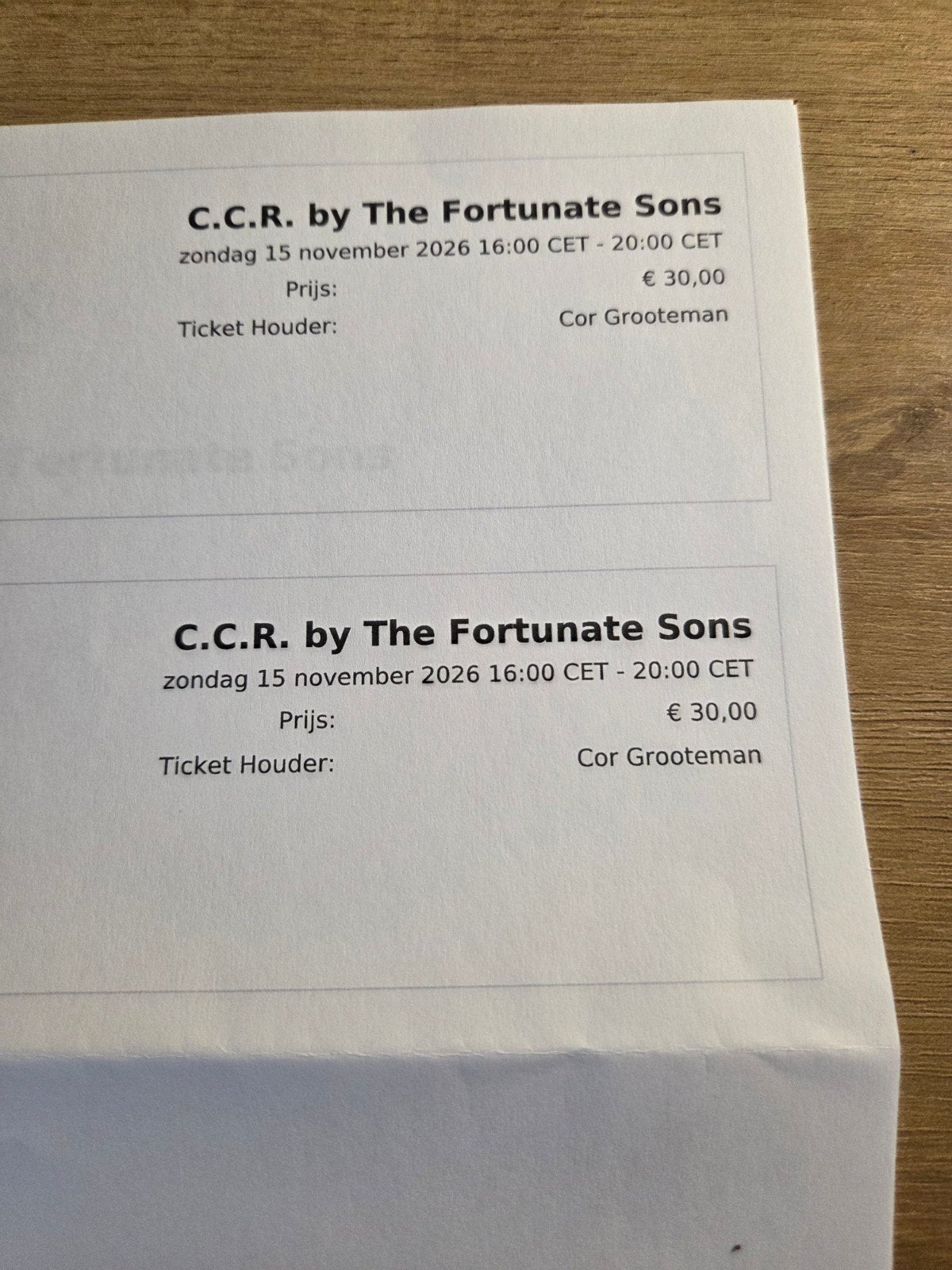 Creedens Clear Rivival band, Tickets en Kaartjes