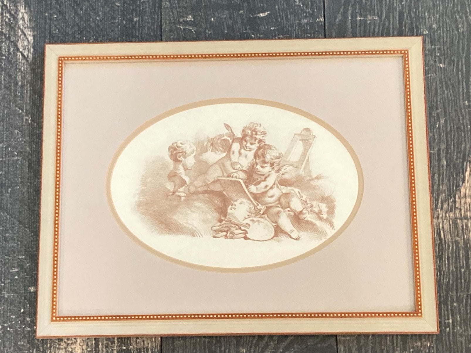 Schilderij engeltjes 1 (300625), Ophalen of Verzenden, Gebruikt, Minder dan 50 cm, Schilderij