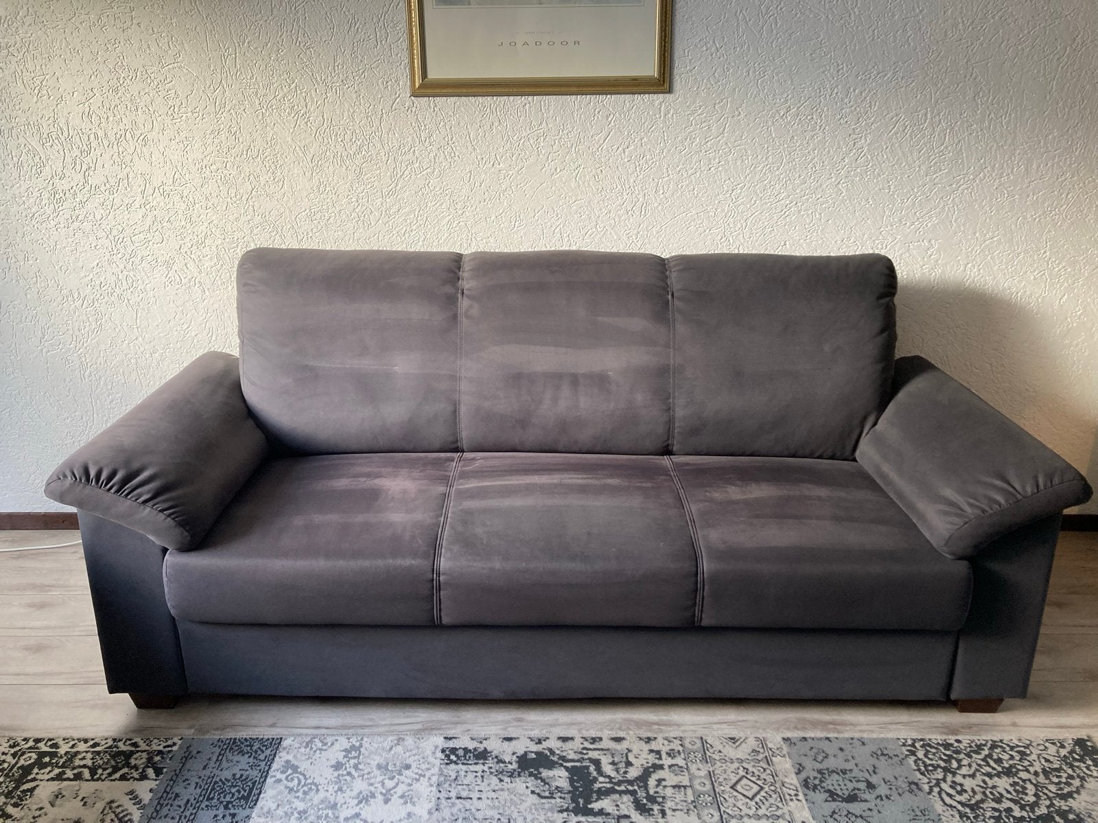 Gratis - 2 en 3-zitsbank grijs - zachte stof, Huis en Inrichting, Ophalen, Driepersoons, 75 tot 100 cm, Zo goed als nieuw