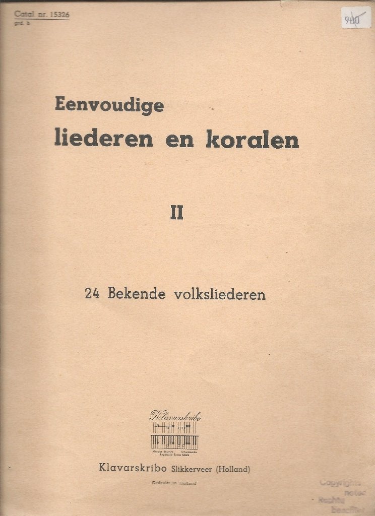 Eenvoudige liederen en koralen deel II (klavarskribo), Muziek en Instrumenten, Orgel, Gebruikt, Ophalen of Verzenden, Thema