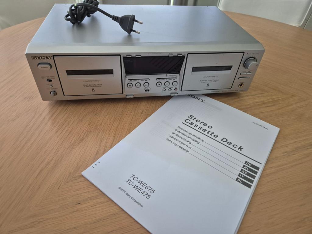Sony TC-WE475 Dubbel Cassettedeck met Handleiding, Audio, Tv en Foto, Cassettedecks, Ophalen of Verzenden, Enkel, Sony, Tiptoetsen