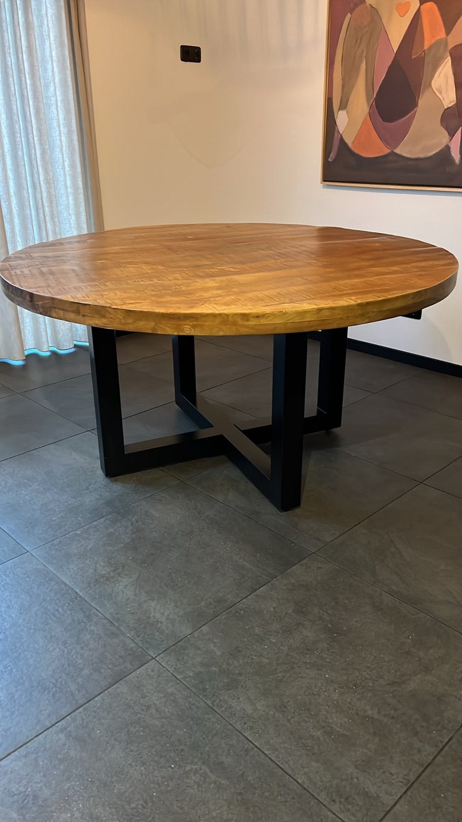 Houten eettafel 150 cm - Nette staat, Huis en Inrichting, Gebruikt, 100 tot 150 cm, Rond, Ophalen of Verzenden