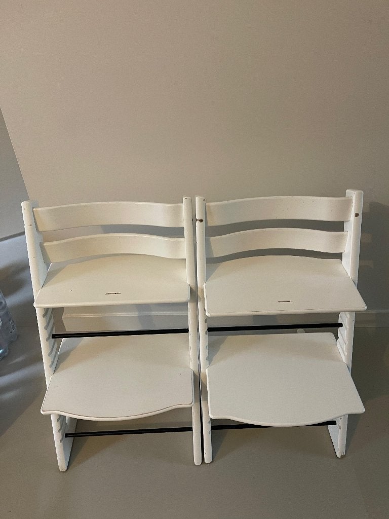 2x Stokke Tripp Trapp meegroeistoel wit, Kinderen en Baby's, Ophalen, Gebruikt, Meegroeistoel, Aanschuifbaar