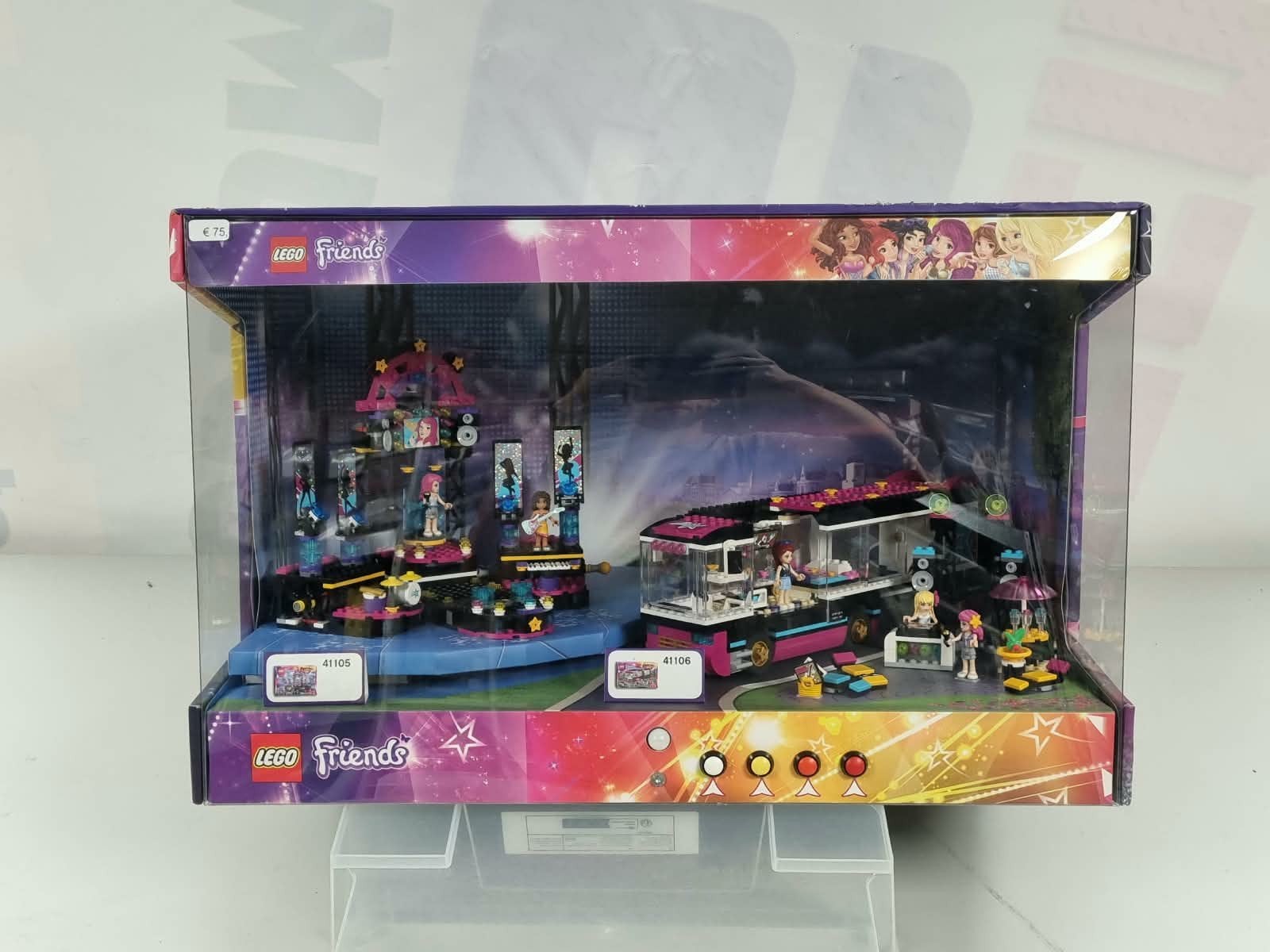 Lego Friends Popster Tourbus en Podium Display, Gebruikt, Lego, Friends, Ophalen of Verzenden