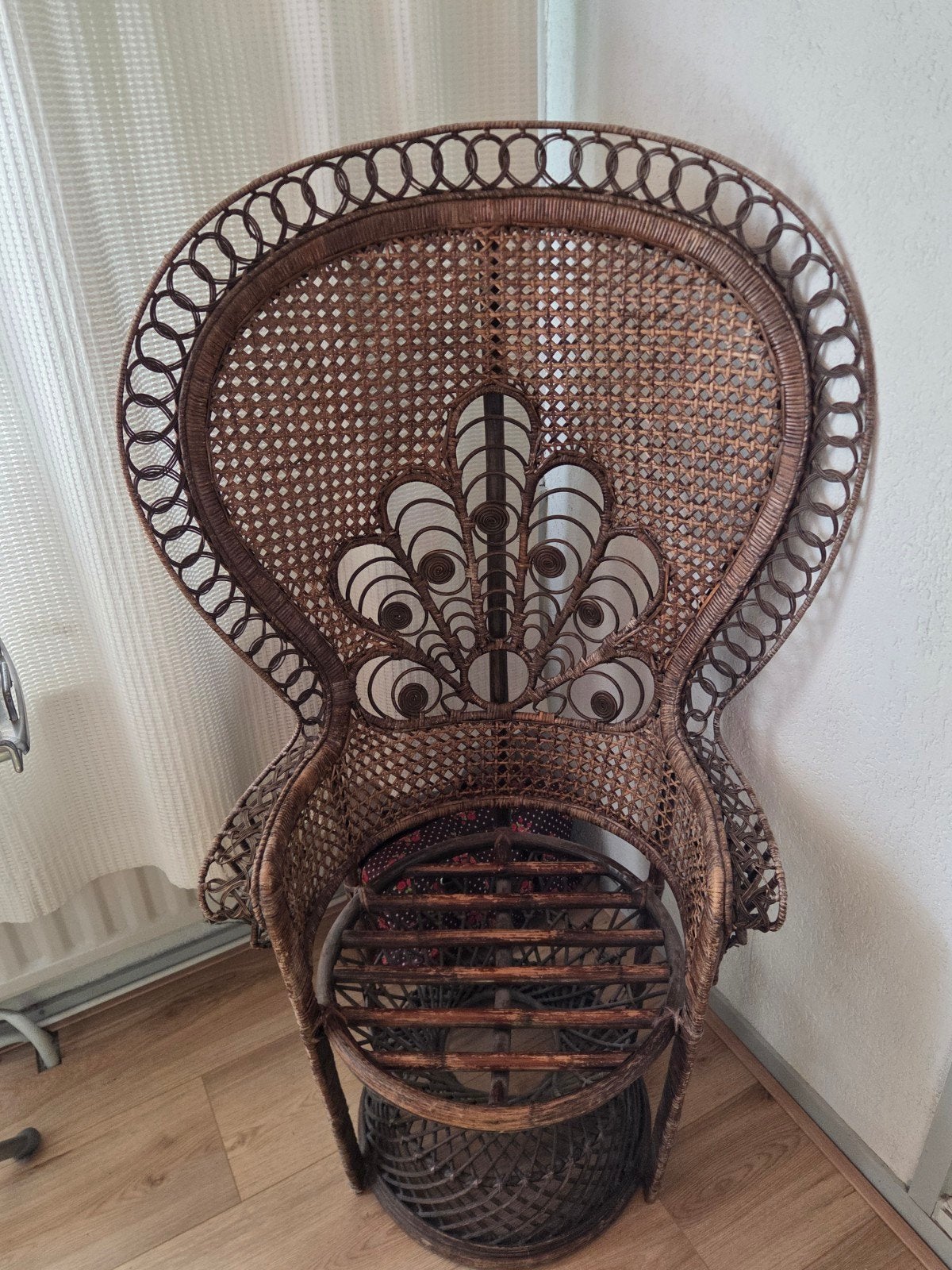 Vintage rotan pauwenstoel - Super netjes!, Ophalen of Verzenden